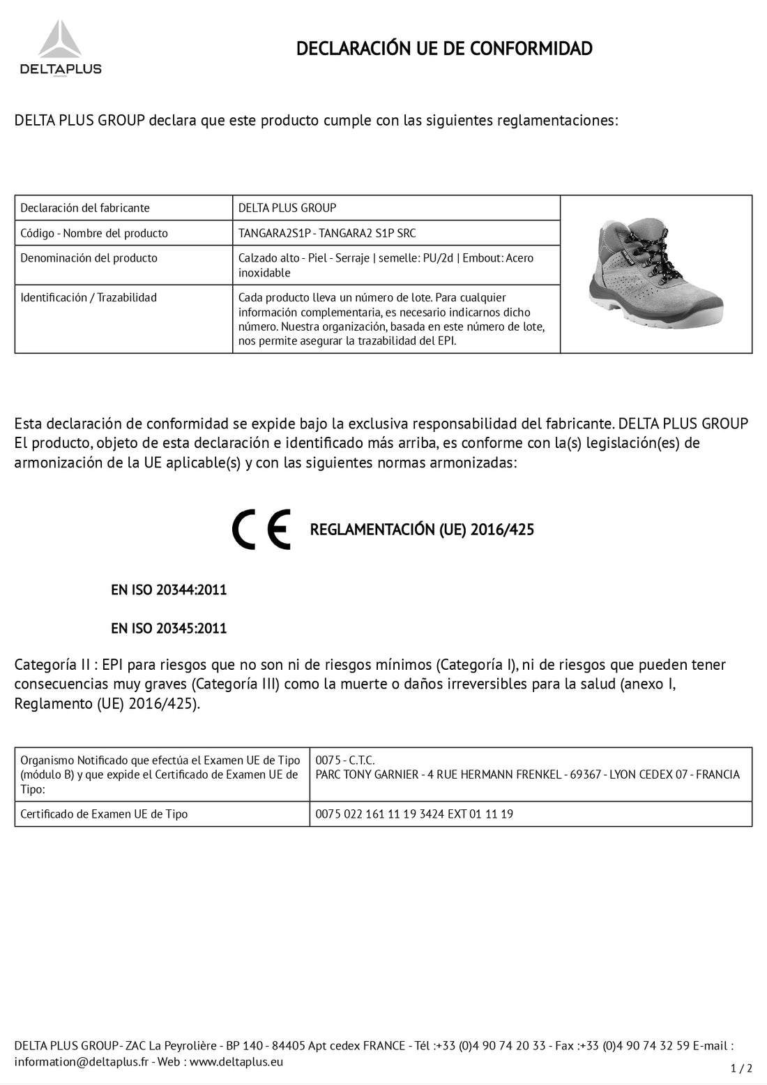 BOTA DE PIEL SERRAJE TANGARA S1P SRC